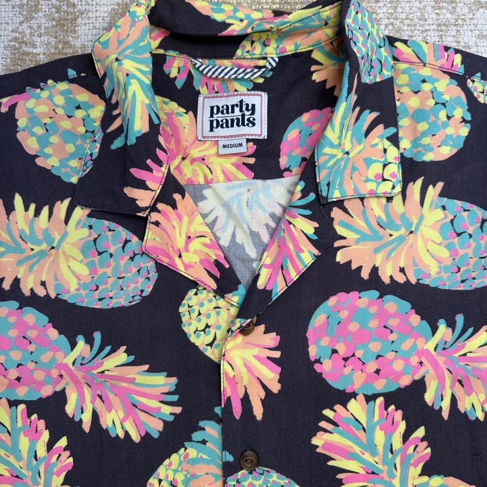 PARTY PANTS Boys Button Down Polo Shirt Bitter Betty Pineapple NWT Medium